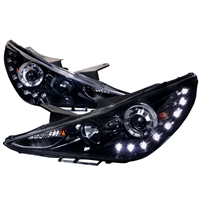 2011 - 2014 Hyundai Sonata Projector DRL Headlights - Black/Smoke