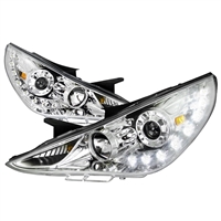 2011 - 2014 Hyundai Sonata Projector DRL Headlights - Chrome