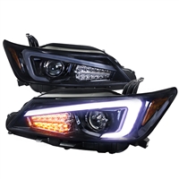 2011 - 2013 Scion tC Projector Light Bar DRL Headlights - Black/Smoke