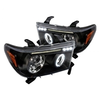 2007 - 2013 Toyota Tundra Projector LED Halo Headlights - Black