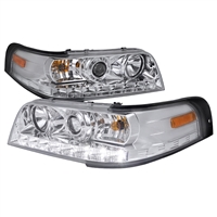 1998 - 2011 Ford Crown Victoria Projector DRL Headlights - Chrome