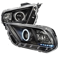 2013 - 2014 Ford Mustang Projector CCFL Halo Headlights - Black