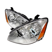 2002 - 2004 Nissan Altima Projector CCFL Halo Headlights - Chrome