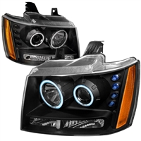 2007 - 2014 Chevy Tahoe Projector CCFL Halo Headlights - Black