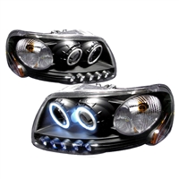 1997 - 2003 Ford F-150 Projector CCFL Halo Headlights - Black