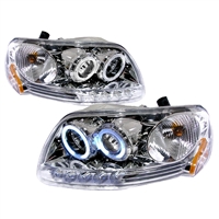 1997 - 2003 Ford F-150 Projector CCFL Halo Headlights - Chrome