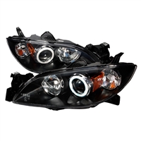 2004 - 2008 Mazda3 4Dr Projector CCFL Halo Headlights - Black