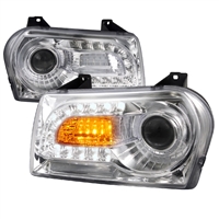 2005 - 2010 Chrysler 300 Projector DRL Headlights - Chrome