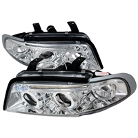 1996 - 1999 Audi A4 Projector LED Halo Headlights - Chrome