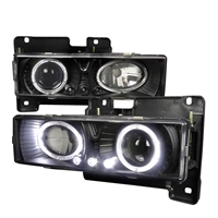 1988 - 1998 Chevy C/K Series Projector LED Halo Headlights - Black