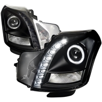2003 - 2007 Cadillac CTS Projector DRL LED Halo Headlights - Black