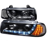 1992 - 1998 BMW 3-Series E36 2Dr Projector DRL Headlights - Black