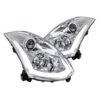 2003 - 2007 Infiniti G35 Coupe Projector Switchback Light Bar DRL Headlights - Chrome