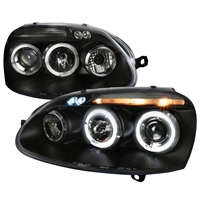 2006 - 2009 Volkswagen Golf Projector LED Halo Headlights - Black
