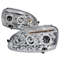 2006 - 2009 Volkswagen Jetta Projector LED Halo Headlights - Chrome