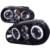 1999 - 2005 Volkswagen Golf Projector LED Halo Headlights - Black/Smoke