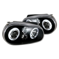 1999 - 2005 Volkswagen Golf Projector LED Halo Headlights - Black