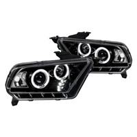 2010 - 2012 Ford Mustang Projector LED Halo Headlights - Gloss Black