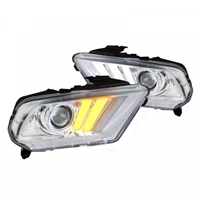 2010 - 2012 Ford Mustang Projector Switchback Light Bar DRL Headlights - Chrome