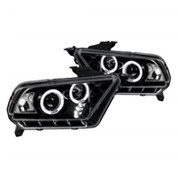 2013 - 2014 Ford Mustang Projector LED Halo Headlights - Gloss Black