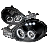 2000 - 2002 Dodge Neon Projector LED Halo Headlights - Black