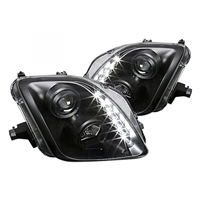 1997 - 2001 Honda Prelude Projector DRL Headlights - Black