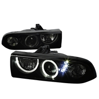 1998 - 2004 Chevy S-10 Projector LED Halo Headlights - Black/Smoke