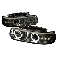 1999 - 2002 Chevy Silverado Projector LED Halo Headlights - Smoke