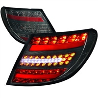 2008 - 2011 Mercedes C-Class LED Light Bar Tail Lights - Smoke