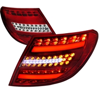 2008 - 2011 Mercedes C-Class LED Light Bar Tail Lights - Red