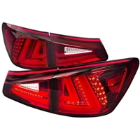 2006 - 2008 Lexus IS250 / IS350 LED Light Bar Tail Lights - Red/Clear