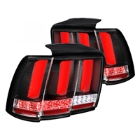 1999 - 2004 Ford Mustang LED Light Bar Sequential Tail Lights - Black