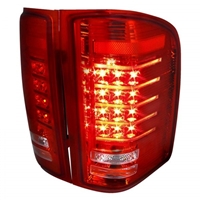 2007 - 2013 Chevy Silverado LED Light Bar Tail Lights - Red