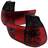 2000 - 2003 BMW X5 Euro Style Tail Lights - Red/Smoke