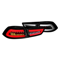 2008 - 2017 Mitsubishi Lancer 4Dr LED Light Bar Tail Lights - Matte Black