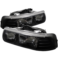 2000 - 2002 Chevy Silverado HD Crystal Headlights - Black