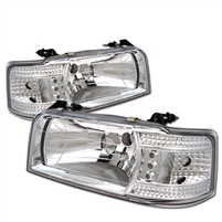 1992 - 1996 Ford Bronco Crystal Headlights - Chrome