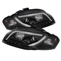 2005 - 2008 Audi A4 Projector Light Tube DRL Headlights - Black