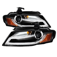 2009 - 2012 Audi A4 Projector DRL Headlights - Black