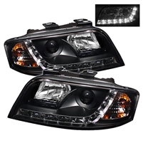 2002 - 2004 Audi A6 Projector DRL Headlights - Black