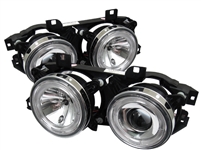 1988 - 1996 BMW 5-Series E34 Projector LED Halo Headlights - Chrome