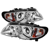 2002 - 2006 BMW 3-Series E46 4DR Projector LED Halo Headlights - Chrome