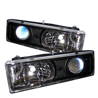 1992 - 1999 GMC Yukon Projector Headlights - Black