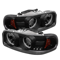 2000 - 2006 GMC Yukon Projector CCFL Halo Headlights - Black/Smoke