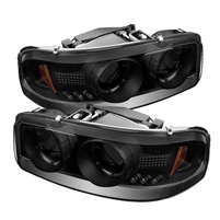 1999 - 2007 GMC Sierra Projector LED Halo Headlights - Black/Smoke