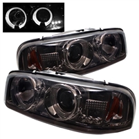 1999 - 2007 GMC Sierra Projector LED Halo Headlights - Smoke