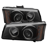 2003 - 2007 Chevy Silverado Projector LED Halo Headlights - Black/Smoke