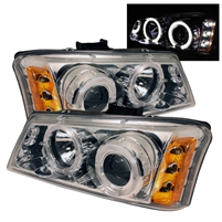 2003 - 2007 Chevy Silverado Projector LED Halo Headlights - Chrome