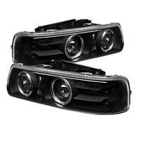 1999 - 2002 Chevy Silverado Projector LED Halo Headlights - Black