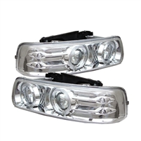 2001 - 2002 Chevy Silverado 3500 Projector LED Halo Headlights - Chrome